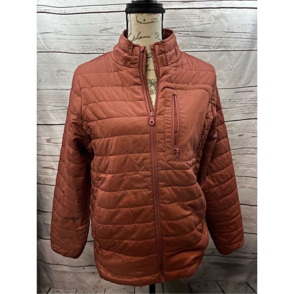 Girlfriend Collective medium light‎ orange/pink puffer jacket - Picture 1 of 2